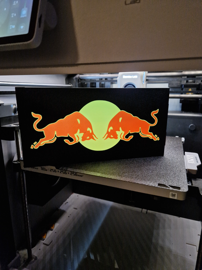 vermelho touro logotipo luz caixa by 3dgifts be arte sinais logotipos 3d print model - Mito3D