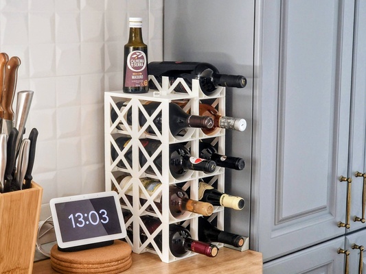 apilable botella soporte paramétrico by capze casa modelos cocina organizador mostrador vino sostenedor 3d print model - Mito3D