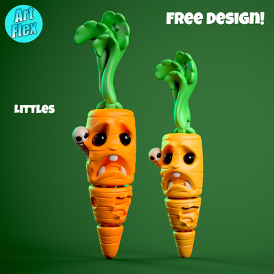 artflex flexi zombie carrot key chain by toys & games characters halloween itsartflex spooky toy articulated keychain 3d print model - Mito3D