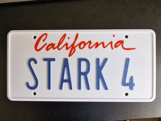 stark 4 licence plate by iain willis art signs & logos licenseplate licenceplate ironman tony california 3d print model - Mito3D