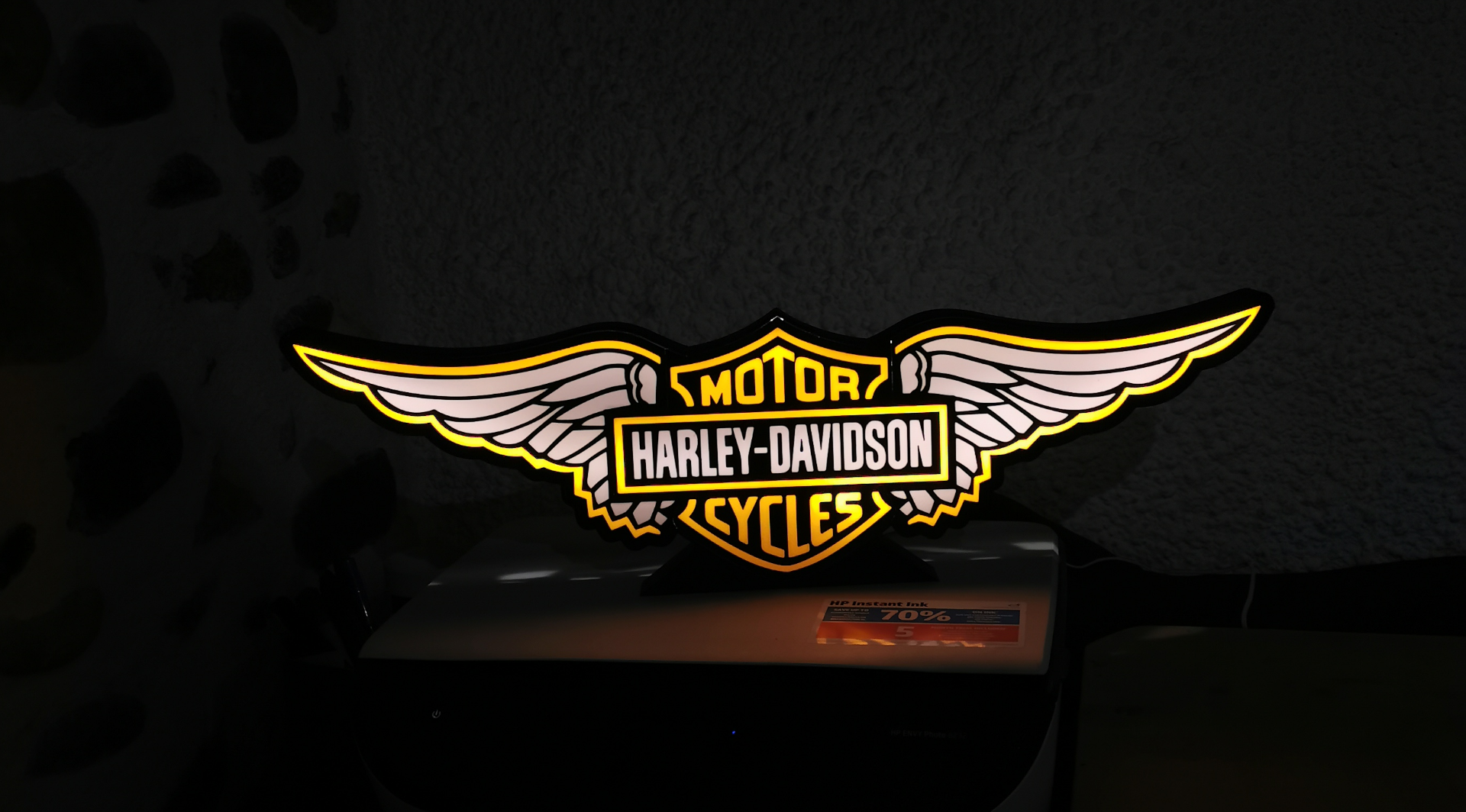 1 katman harley davidson led logo lamba yeniden karıştırılmış by oldspice3d sanat işaretler logolar hafif kutu ışık motor döngü moto 3D print model - Mito3D