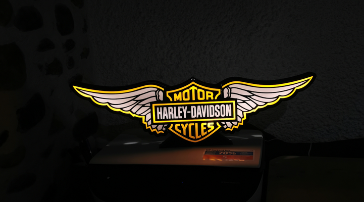 1 capa harley davidson led logo lámpara remezclado by oldspice3d arte señales logos caja ligera ligero motor ciclo moto 3d print model - Mito3D