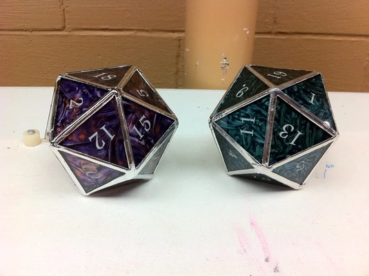 stained glass mold - 20 sided die by andymac8 art sculptures icosahedron stainedglass 3d print model - Mito3D