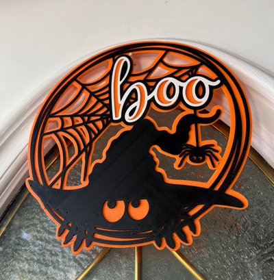 boo halloween tür zeichen by lindnjoe haushalt dekor aufhänger 2d kunst 3d print model - Mito3D