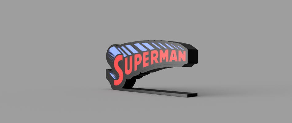 superman light box by three dimensions household decor robin led lightbox lights leds super hero superhero 3d print model - Mito3D