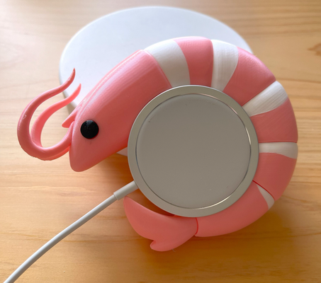 shrimp magsafe stand by chameko household house models magsafestand iphone cute home office prawn 3d print model - Mito3D