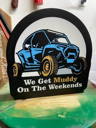 utv we muddy on weekend light box by websters creations art signs & logos led road sports outdoor 4x4 3d print model - Mito3D