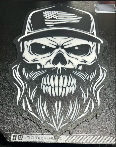 bearded american skull by wagzprintz art 2d wagz wallart 3d print model - Mito3D