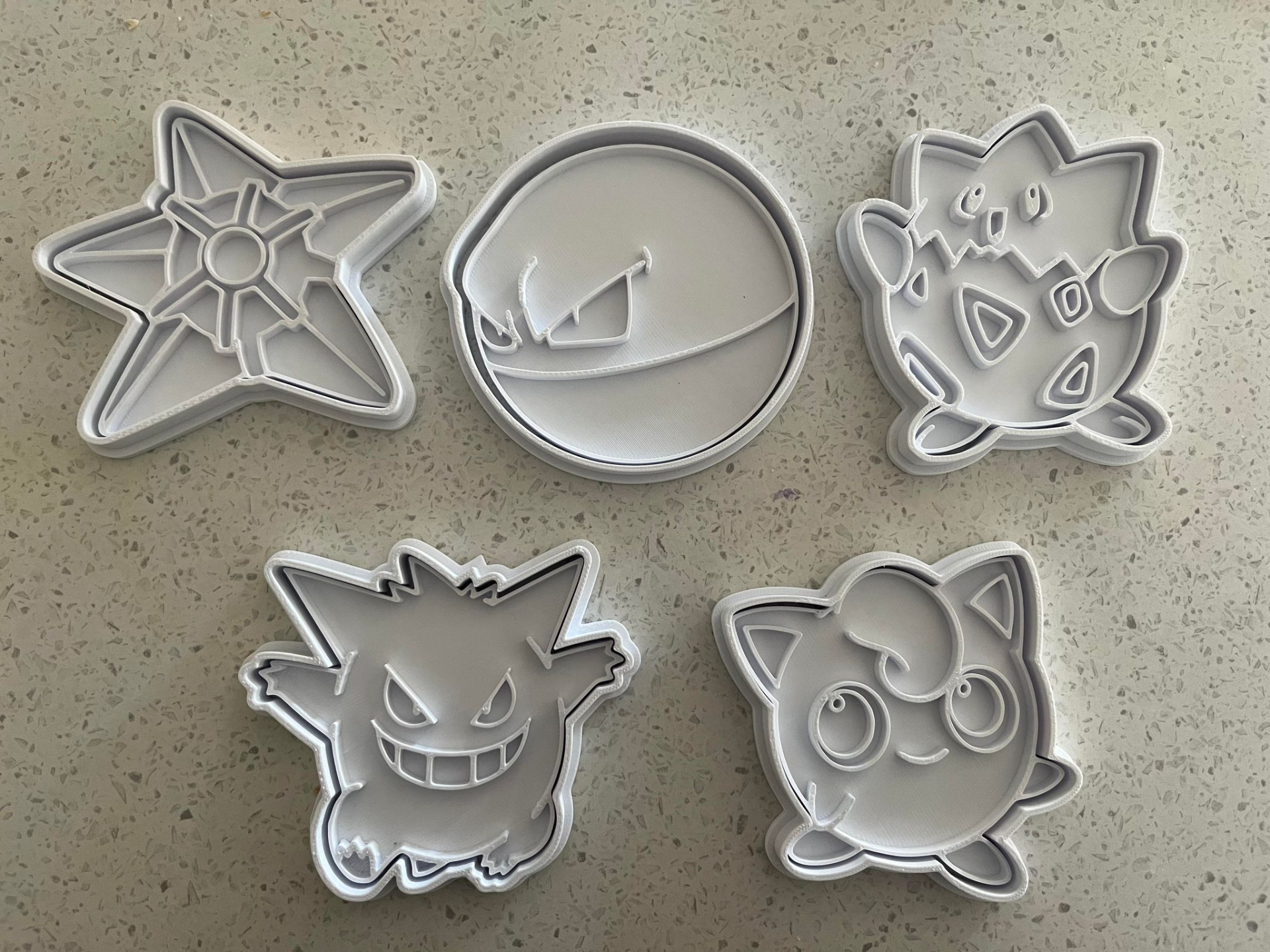 pokémon plätzchen schneider briefmarken by bohne essen kekse hobby diy cutter prägemaschine stempel blau abonnieren pokemonausstechformen staryu voltorb jigglypuff gengar togepi 3D print model - Mito3D