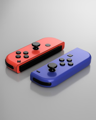 nintendo switch joy-cons by protospyre props & cosplays joy-con joycon controller replica gag gift funny work cosplay prop mario zelda fusion 360 clean support replacement accessory prank joke fake color paintable scalable x1c ams working cool scaled body smash video garbage 3d print model - Mito3D