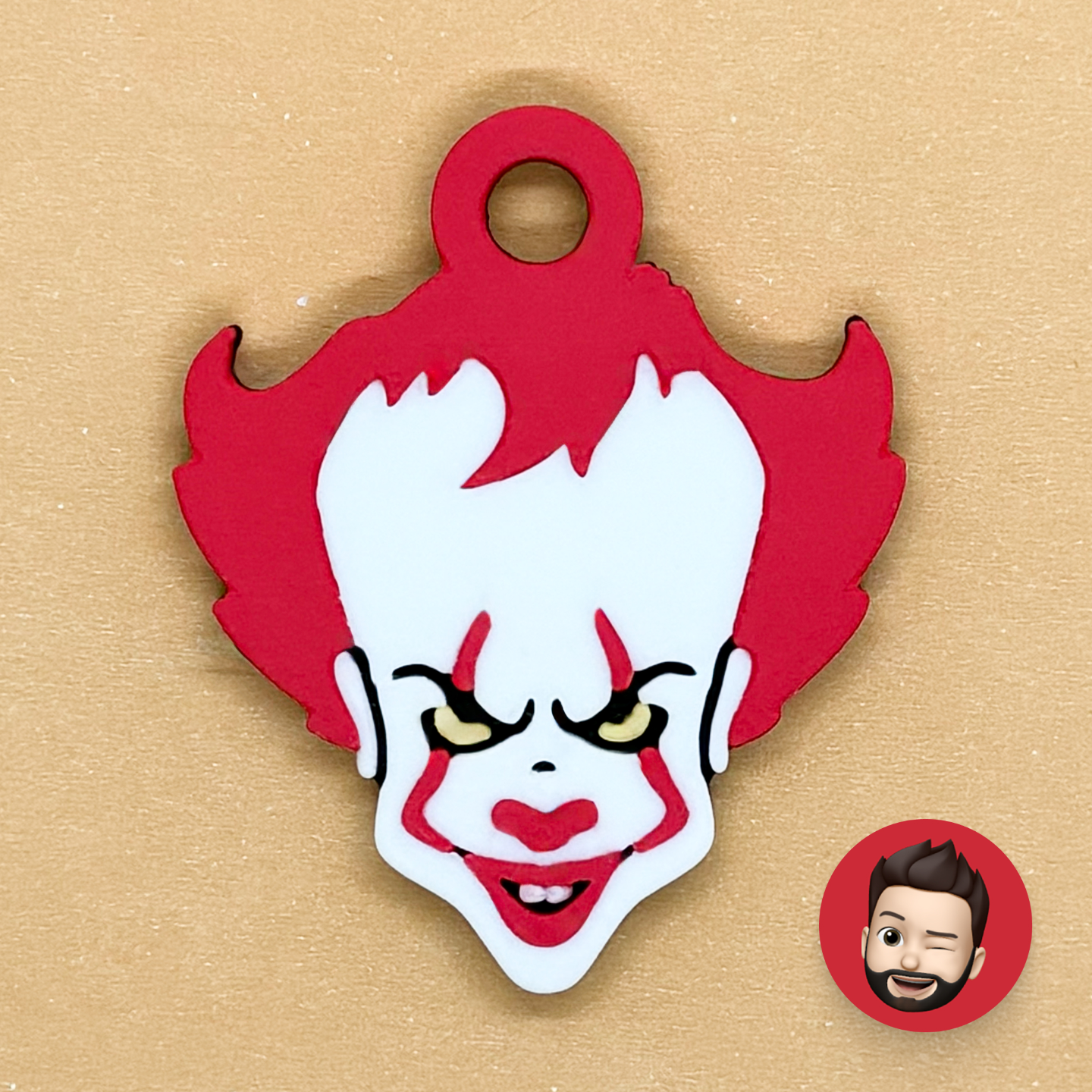 pennywise pitre it porte clés by nicodeimos art monnaie badges film effrayant horreur halloween enfant cirque ballon rouge rêver clé chaîne chaînes bague anneaux original oreille oreilles boucle d'oreille boucles d'oreilles aimant aimants 3D print model - Mito3D