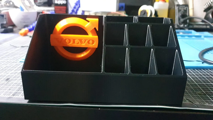 volvo desktop organizer by 3dprintnerd 3d printer parts lkw car office pens 3d print model - Mito3D