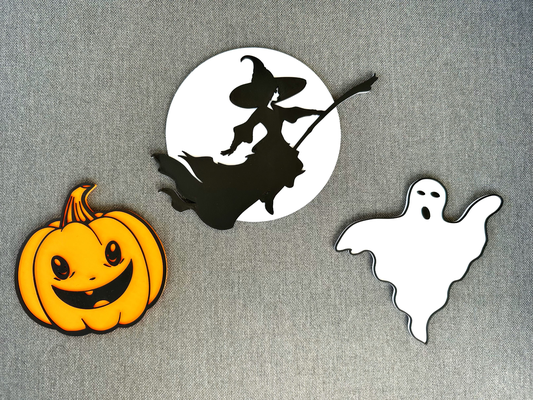 halloween 2d decoration - witch ghost cute pumpkin by kai-3d household decor 2023 art 3d print model - Mito3D