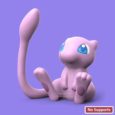 pokemon-mew no support by snapprint3d supercrazyprints toys & games characters pokemon mew charmander pikachu bulbasaur squirtle gengar 3d print model - Mito3D