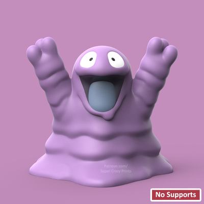 pokemon-grimer no support by snapprint3d supercrazyprints toys & games characters pokemon grimer charmander bulbasaur pikachu squirtle gengar eevee 3d print model - Mito3D
