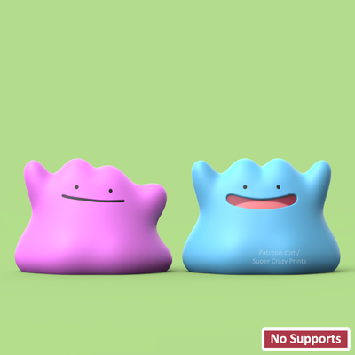 pokemon-ditto no support by snapprint3d supercrazyprints toys & games characters pokemon ditto charmander pikachu squirtle bulbasaur gengar eevee 3d print model - Mito3D