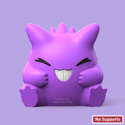 pokemon-gengar no support by snapprint3d supercrazyprints toys & games characters pokemon gengar pikachu charmander squirtle bulbasaur eevee 3d print model - Mito3D