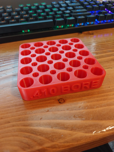 410 bore reloading tray by sdk 3ds hobby & diy sport outdoors gauge shotshell 3d print model - Mito3D