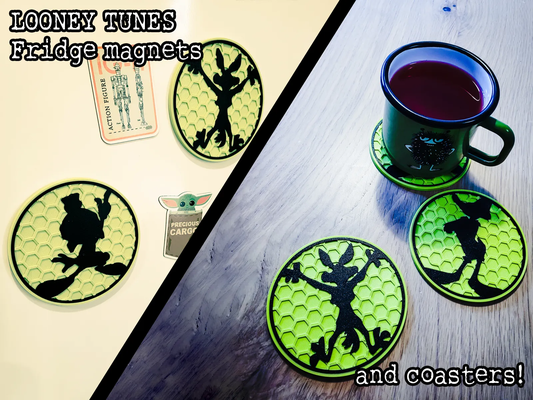 looney tunes themed fridge magnets coasters by zanttux household house models fridgemagnet coaster 3d print model - Mito3D