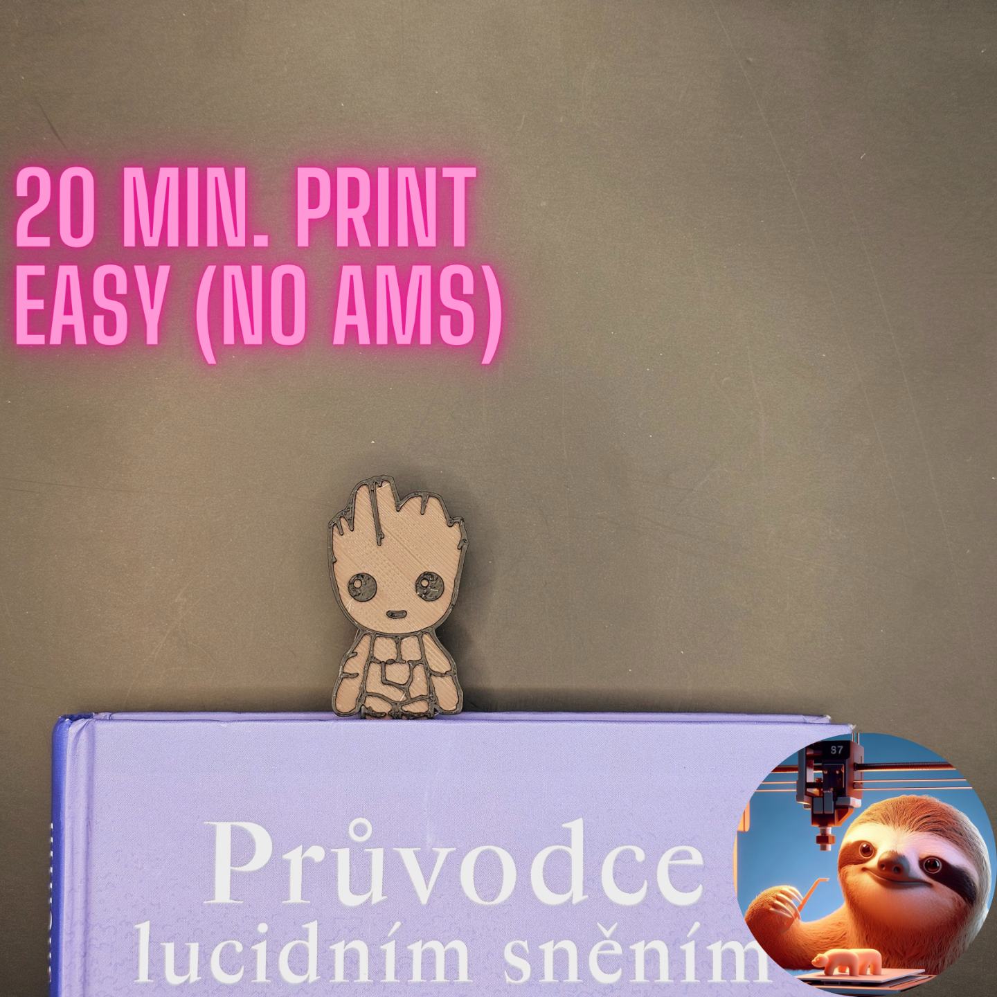 groot - bookmark by 3dsloth97 art 2d book cute kid fast love nice gift free bookbuddy halloween easy bookmarker 3D print model - Mito3D