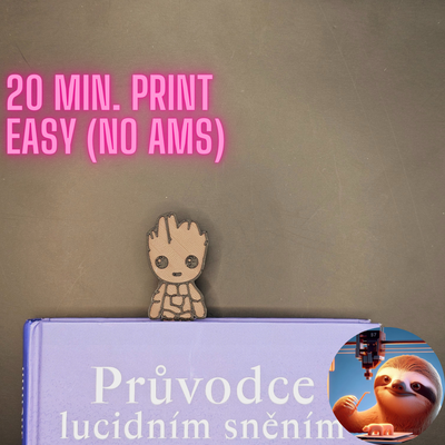 groot - bookmark by 3dsloth97 art 2d book cute kid fast love nice gift free bookbuddy halloween easy bookmarker 3d print model - Mito3D