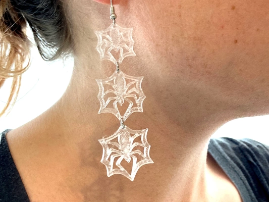 spider snowflake earrings inspired by nightmare christmas penolopybulnick fashion halloween jewelry nightmarebeforechristmas jackskellington 3d print model - Mito3D