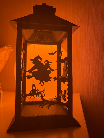 cadılar bayramı fener modüler by kaan b ev halkı dekor cadı süpürge yarasa örümcek 3d print model - Mito3D