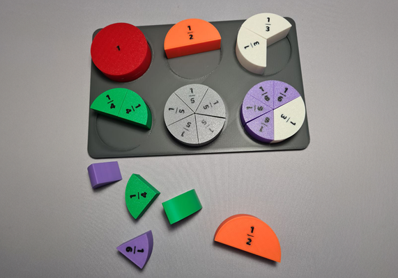 fraction puzzle by aruba3d toys & games puzzles game table education toy ams educational educationaltoy 3d print model - Mito3D