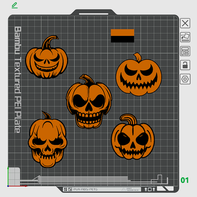 halloween pumpkins decorations - 3 layers by archork art coin & badges 2023 pumpkin decor skull multicolor coaster 3d print model - Mito3D
