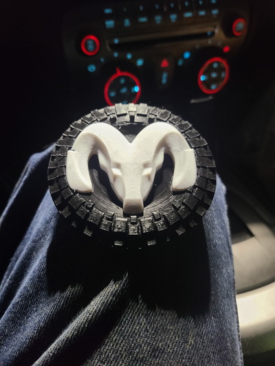 ram cupholder coaster by whitedevil56 art signs & logos dodge pickup truck emblem 3d print model - Mito3D