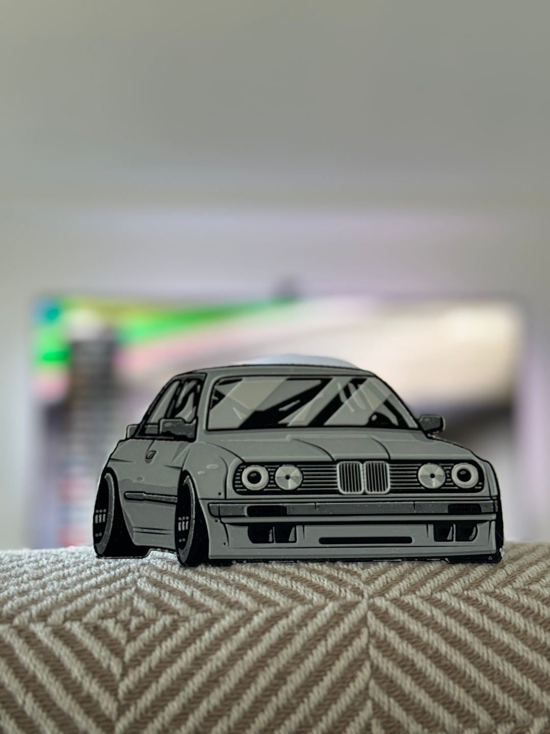 bmw e30 wide body view hueforge by bearrr art 2d e36 logo m3 car hue forge f1 rwb widebody porsche mercedes 3D print model - Mito3D