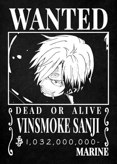one piece wanted poster sanji hueforge by 3d prints week art 2d onepiece pirate nami luffy monkey d zoro chopper manga anime wall black white ams color swap multi 3d print model - Mito3D