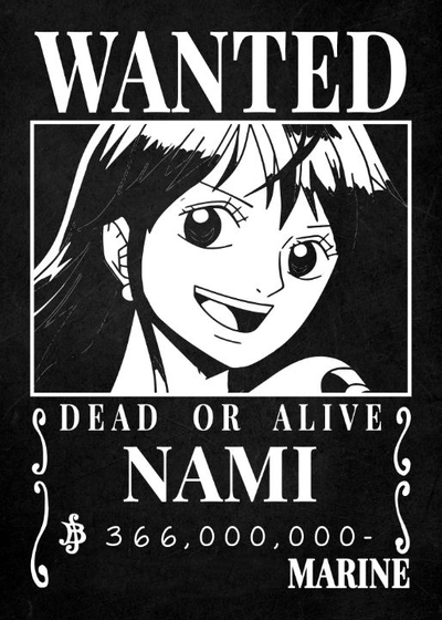 one piece wanted poster nami hueforge by 3d prints week art 2d onepiece luffy monkey d cartoon anime chopper manga wall multi color black white ams 3d print model - Mito3D