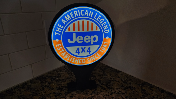 jeep american legend light box shop art by rubicon household decor america logo led ledbox 3d print model - Mito3D