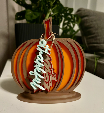 zucca arredamento foglia grato tag by lindnjoe domestico decorazione ringraziamento halloween foglie 2d 2dart 3d print model - Mito3D