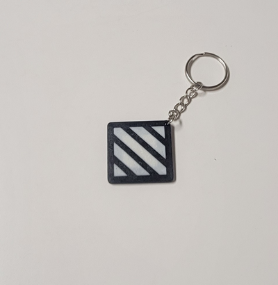 double sided striped box keychain by paperjet46 fashion models cyberpunk jewelery futuristic accesories sci-fi aesthetic sci fi cool cybergear doublesided 3d print model - Mito3D