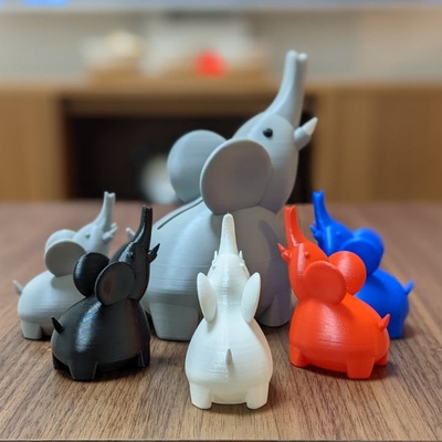 cute elephant by m-factory miniatures animals piggybank thingiverse 3d print model - Mito3D