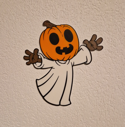 wall art cute ghost pumpkin head ams by palumbus 2d halloween 3d print model - Mito3D