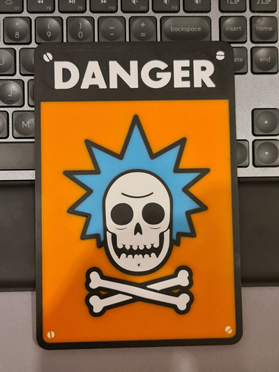 rick danger sign by spenny art signs & logos morty multi color 3d print model - Mito3D