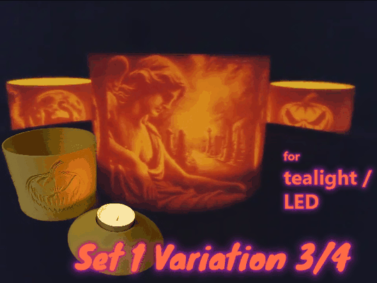 halloween tealights set1 3 4 perfect vibe by select2start print household festivities decoration light ghost decor lantern 3d print model - Mito3D