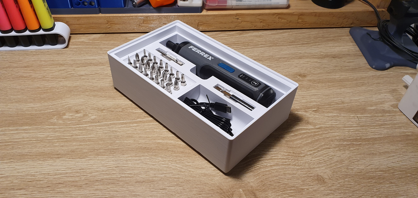 gridfinity aldi ferrex 36v cordless screwdriver by gal pals hobby & diy storage bin box solution 3d print model - Mito3D