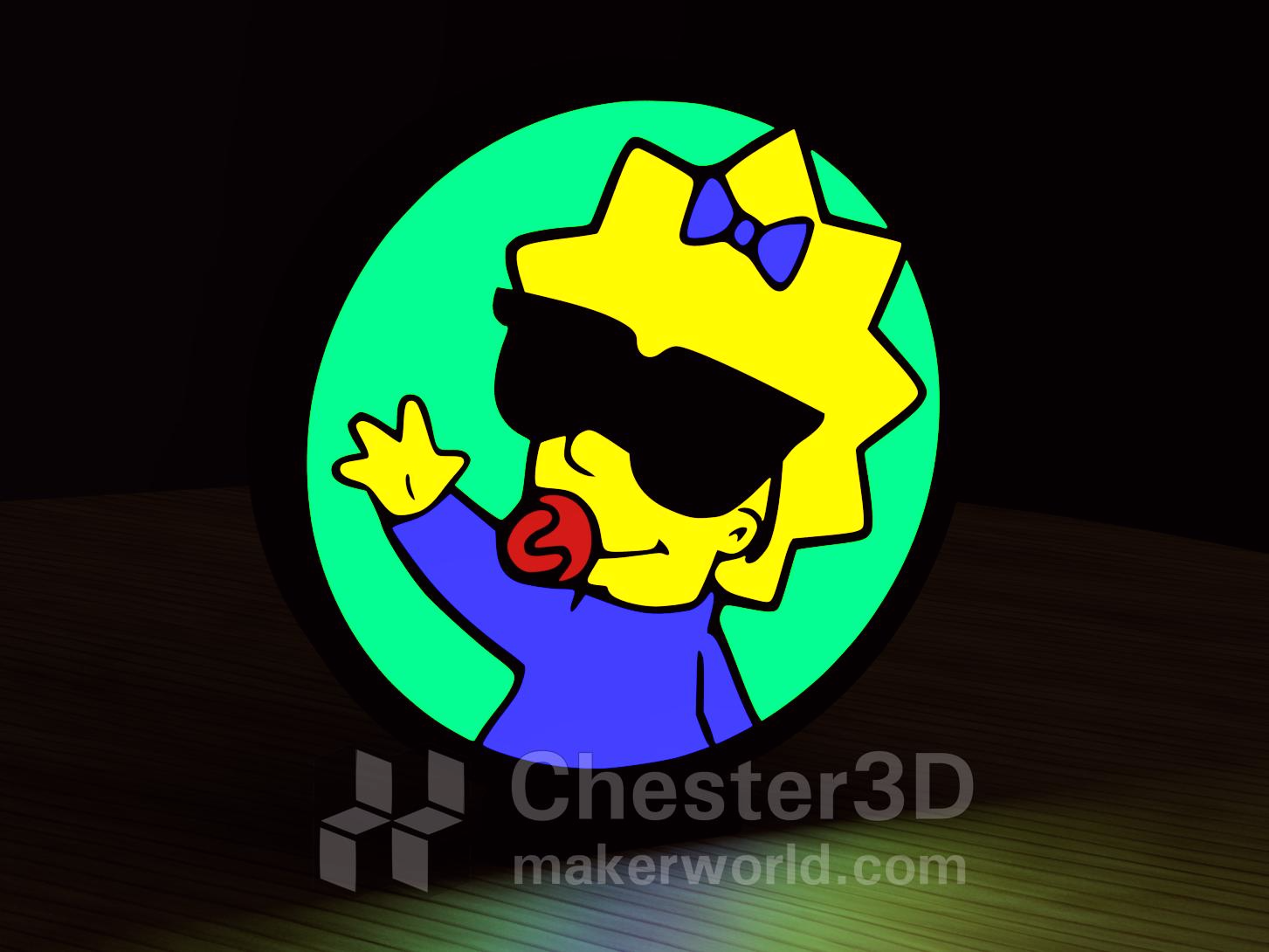 maggie simpson led lamba by chester3d ev halkı dekor p1s bob 2023 bambulab lambalar dantel doğum günü homer halloween2023 ışık renkli renk noel cadılar bayramı a1 dekorasyon yüzük kulak hediye krusty p1p kolye terwilliger boyun lisa simpsons mini ams ledler küpe 3D print model - Mito3D