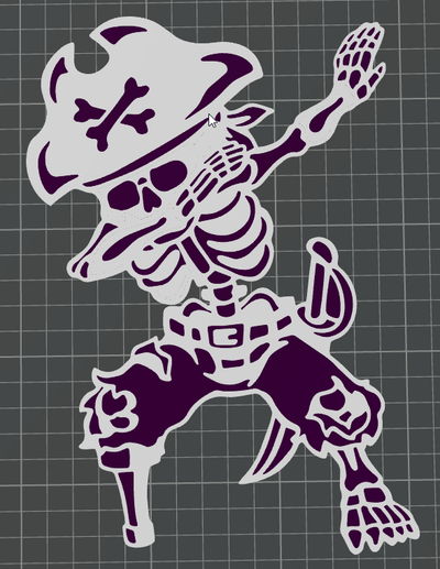 cool tanzen skelett pirat ams bereit by ben kunst 2d mehrfarben printmodz komisch helloween 3d print model - Mito3D