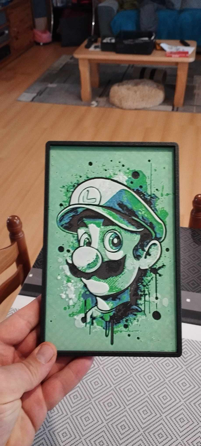 frame 125x200 - luigi painting hueforge remixed by allan fonroques art 2d mario 3D print model - Mito3D