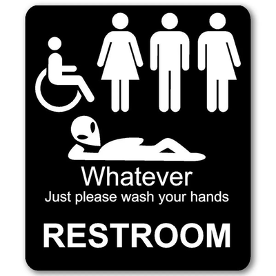 funny bathroom sign multicolor wall art by 3d prints week signs & logos mens room ladies accessory restroom home work office gender 2d women 3d print model - Mito3D