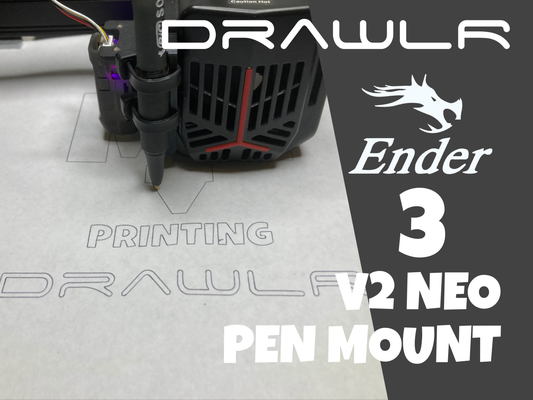 drawlr - universal pen pencil mount ender 3 v2 neo by mm printing 3d printer accessories ender3 v2neo ender3v2neo art draw holder 3d print model - Mito3D
