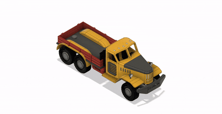 amarillo zil antiguo colegio tugurio camión by negro jack pasatiempo bricolaje diy vehiculos retro automotor thingiverse basura movimientos horrible 3d print model - Mito3D