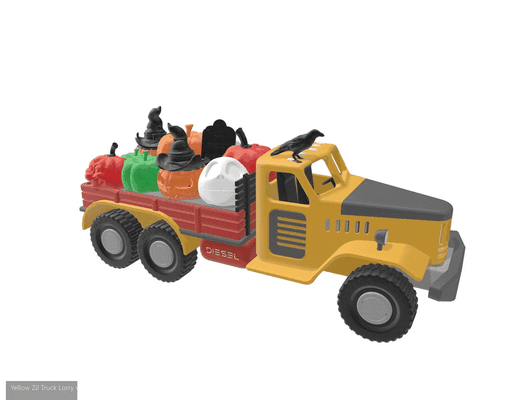 bruxas carga zil velho escola despejar caminhão remixado by preto macaco passatempo faça veículos crânio abóbora automotivo jackolantern thingiverse descarga 3d print model - Mito3D