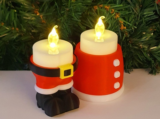 santa mrs claus candle holder by jajaum3d household festivities christmas ledlight christmasornament merrychristmas christmasdecorations candleholder santaclaus christmasdecor mrsclaus 3d print model - Mito3D