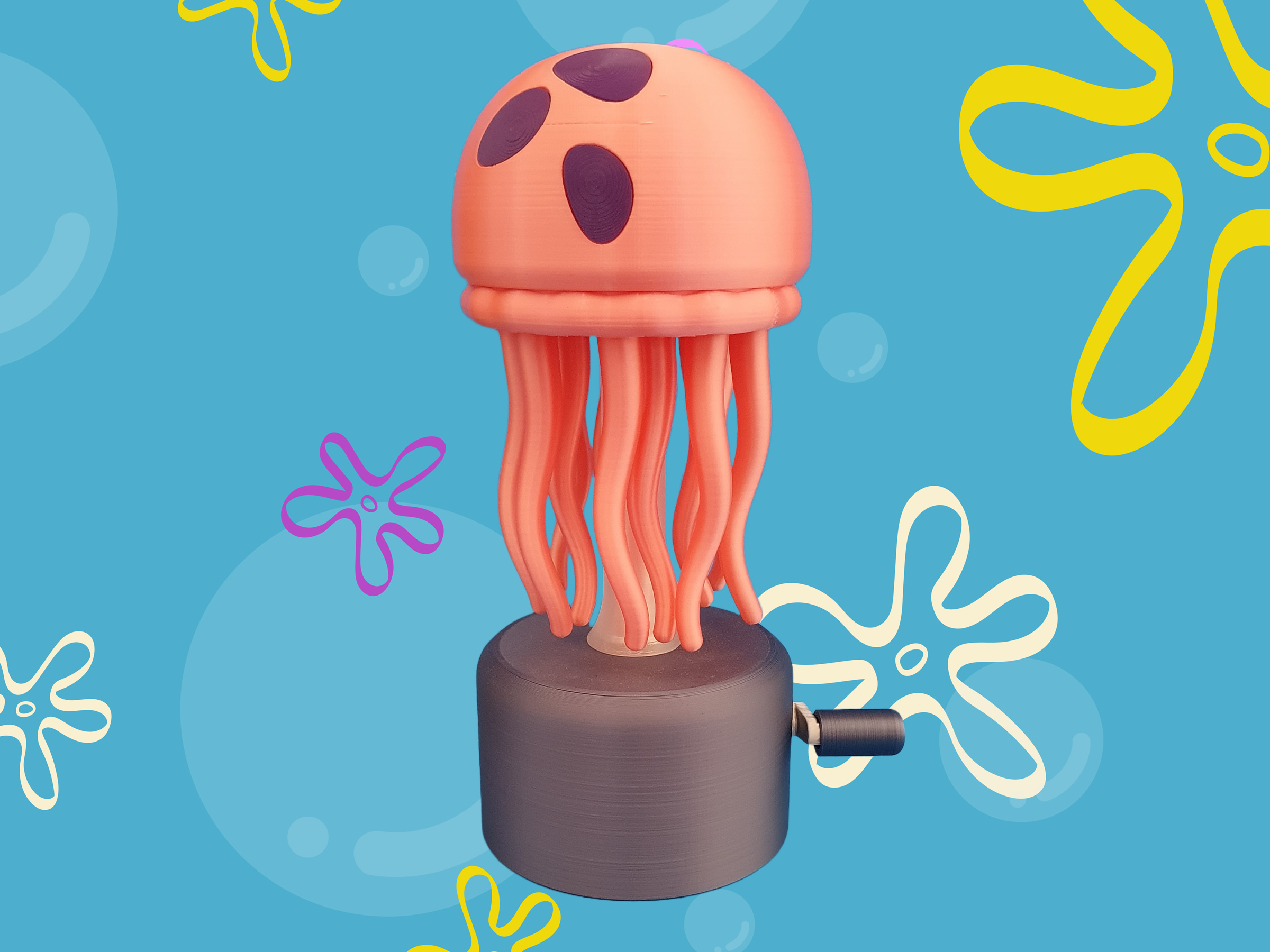 bob esponja medusa mod remixado by jajaum3d arte modelos brinquedo decoração animal brinquedos crianças engrenagem engrenagens presente mecânico criança mar diversão articulado legal engrenado casa novidade caseira hipnotizante calça quadrada 3D print model - Mito3D